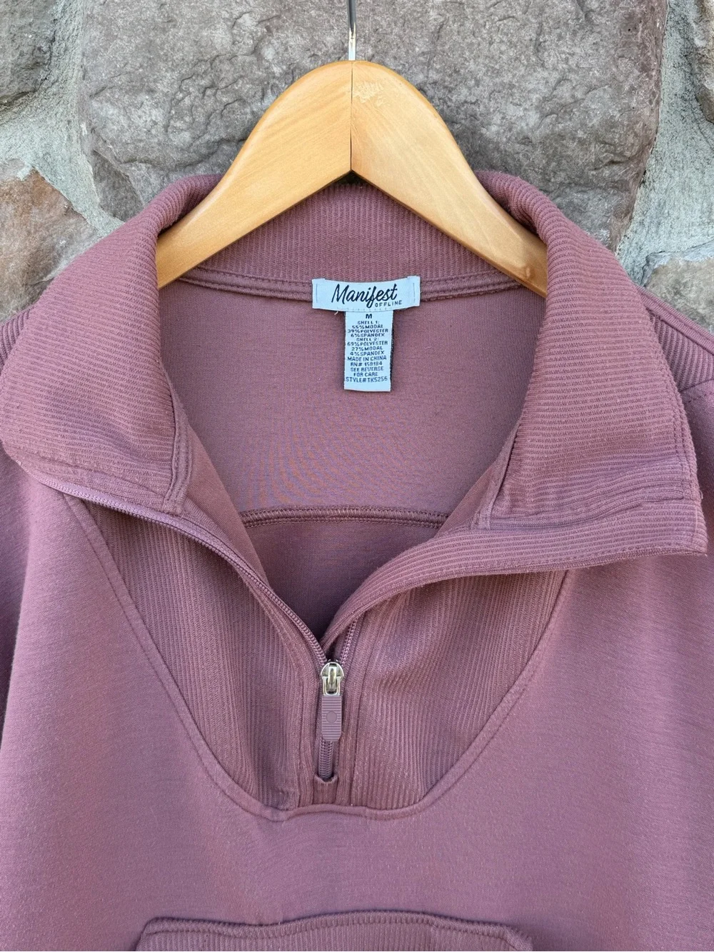 Manifest Offline Magenta Half Zip crop Sweater